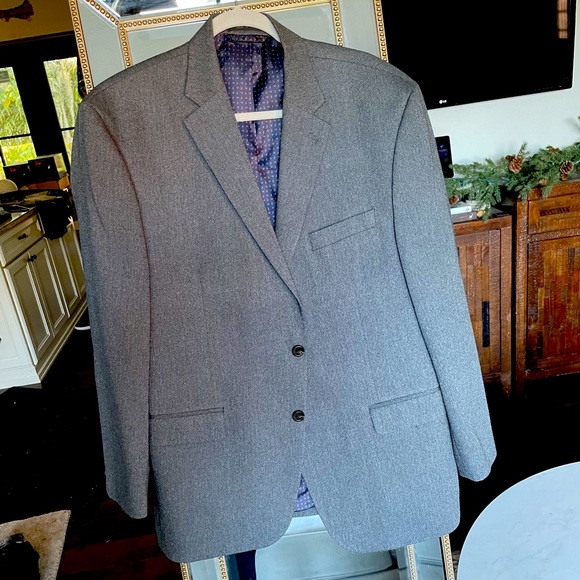 NEWOT Chaps Sports Men’s Coat Blazer Jacket 46R Grey Jacket Spring Formal Casual